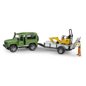 Bruder - Masina De Teren Land Rover Defender Cu Remorca Si Micro Excavator Jcb Cu Muncitor Bruder - 1